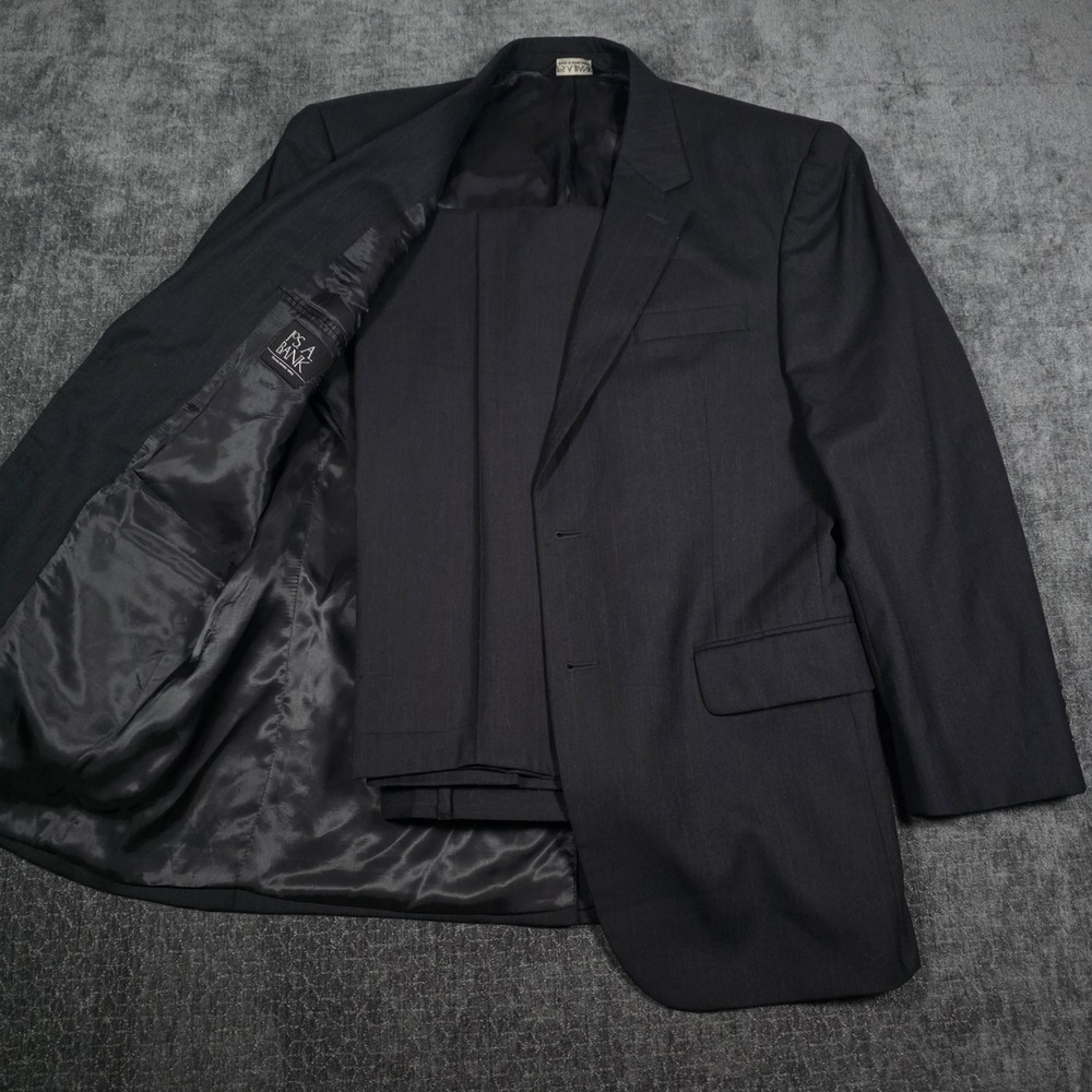 Jos. A. Bank Mens 42R Suit 100% Wool Charcoal Gray Pinstripe Blazer Pants